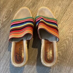 Womens Multicolored Wedged Sbiccas Vintage Collection Sandals